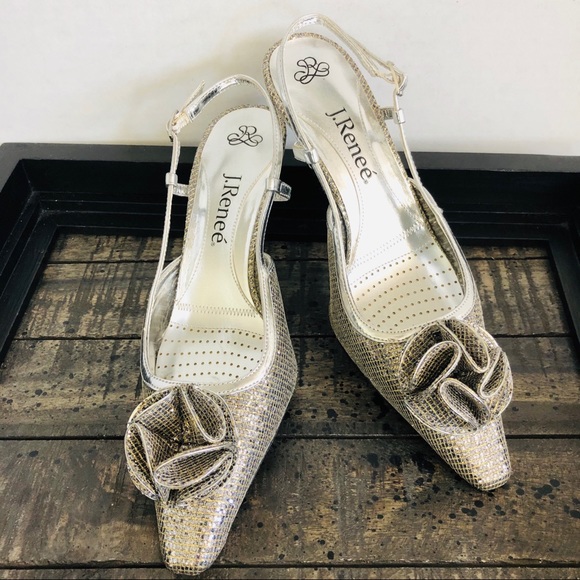 j renee silver slingbacks